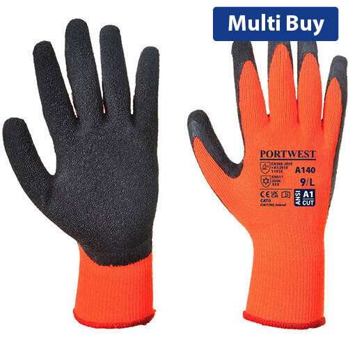 Portwest A140 Thermal Grip Glove Orange & Black Medium