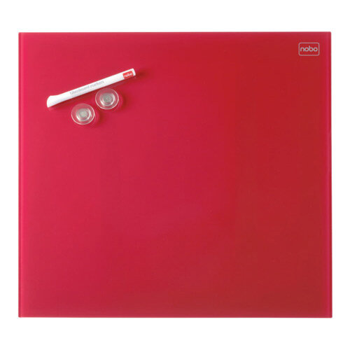 Nobo Diamond Glass Magnetic Whiteboard - Retail Pack 300x300mm Red