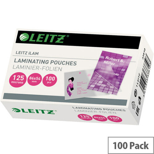 Leitz iLAM Laminating Pouches 54 x 86 mm 125 Microns Pack of 100 Leitz iLAM Laminating Pouches 54 x 86 mm 125 Microns Pack of 100