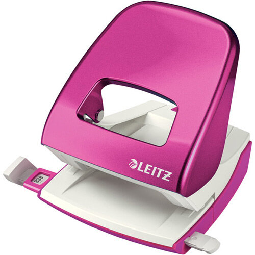 Leitz New NeXXt WOW Metal Office Hole Punch Blister Pk 3mm Metallic Pink