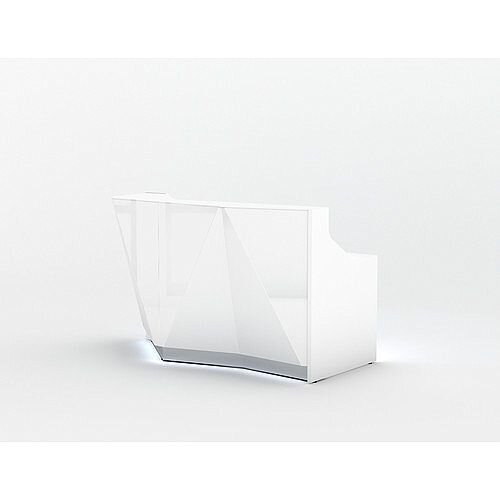 ALPA Straight Reception Desk with White Glass Front and Right Curve End W1835xD946xH1100mm ALPA Straight Reception Desk with White Glass Front and Right Curve End W1835xD946xH1100mm