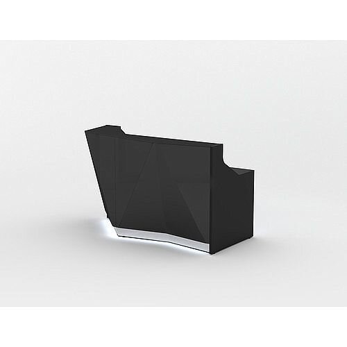 ALPA Straight Reception Desk with Black Glass Front and Right Curve End W1835xD946xH1100mm ALPA Straight Reception Desk with Black Glass Front and Right Curve End W1835xD946xH1100mm