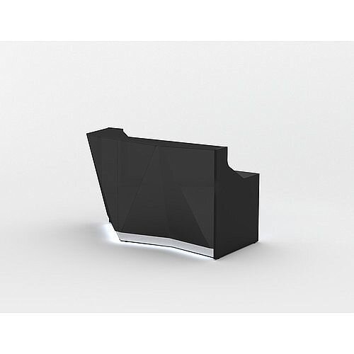 ALPA Straight Reception Desk with Black Glass Front and Right Curve End W1835xD946xH1100mm