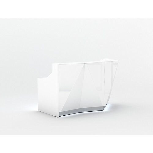 ALPA Straight Reception Desk with White Glass Front and Left Curve End W1835xD946xH1100mm ALPA Straight Reception Desk with White Glass Front and Left Curve End W1835xD946xH1100mm