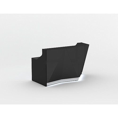 ALPA Straight Reception Desk with Black Glass Front and Left Curve End W1835xD946xH1100mm ALPA Straight Reception Desk with Black Glass Front and Left Curve End W1835xD946xH1100mm