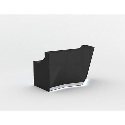 ALPA Straight Reception Desk with Black Glass Front and Left Curve End W1835xD946xH1100mm