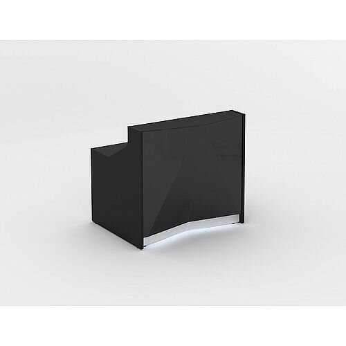 ALPA Small Straight Reception Desk with Black Glass Front W1256xD946xH1100mm ALPA Small Straight Reception Desk with Black Glass Front W1256xD946xH1100mm