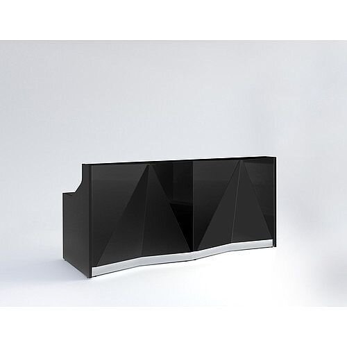 ALPA Straight Reception Desk with Black Glass Front W2456xD946xH1100mm