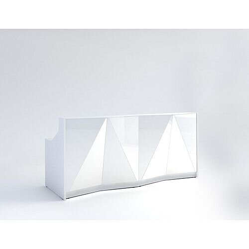 ALPA Straight Reception Desk with White Glass Front W2456xD946xH1100mm ALPA Straight Reception Desk with White Glass Front W2456xD946xH1100mm