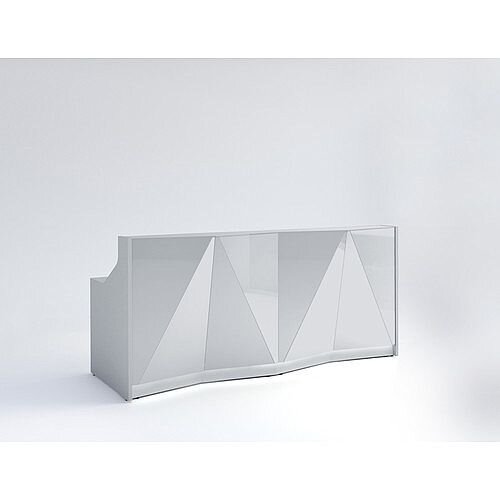 ALPA Straight Reception Desk with Silver Glass Front W2456xD946xH1100mm