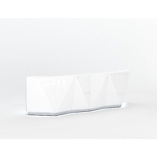 ALPA Straight Reception Desk with White Glass Front W3613xD946xH1100mm