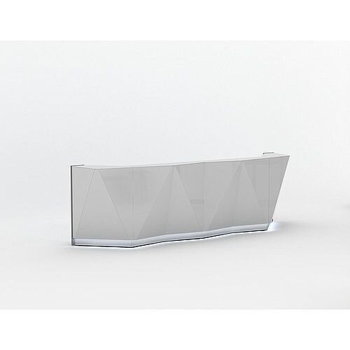 ALPA Straight Reception Desk with Silver Glass Front W3613xD946xH1100mm