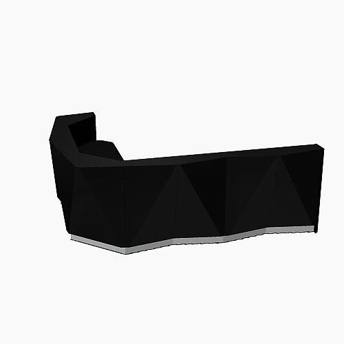 ALPA Curved Reception Desk with Black Glass Front and Right Return W3135xD2514xH1100mm ALPA Curved Reception Desk with Black Glass Front and Right Return W3135xD2514xH1100mm