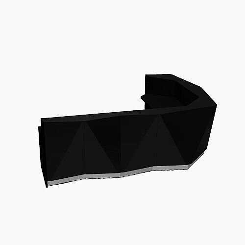 ALPA Curved Reception Desk with Black Glass Front and Left Return W3135xD2514xH1100mm