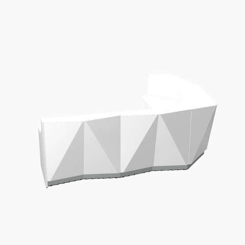 ALPA Curved Reception Desk with White Glass Front and Left Return W3135xD2514xH1100mm