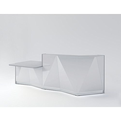 ALPA Straight Reception Desk with Silver Glass Front & Right Low Level Section W3034xD1200xH1100mm