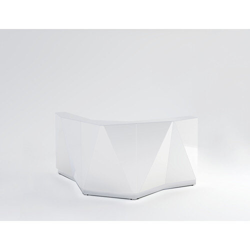 ALPA Curved Reception Desk with White Glass Front W1907xD1907xH1100mm ALPA Curved Reception Desk with White Glass Front W1907xD1907xH1100mm