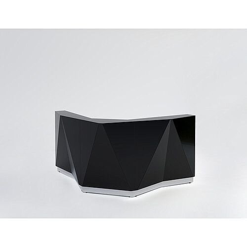ALPA Curved Reception Desk with Black Glass Front W1907xD1907xH1100mm ALPA Curved Reception Desk with Black Glass Front W1907xD1907xH1100mm