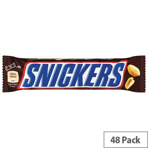 Mars Snickers Chocolate Peanuts Nougat and Caramel Bars Pack 48 100554 Mars Snickers Chocolate Peanuts Nougat and Caramel Bars Pack 48 100554
