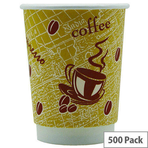 4Aces Double Wall 12oz/350ml Red Bean Paper Cups for Hot Drinks (Pack of 500) AS55661