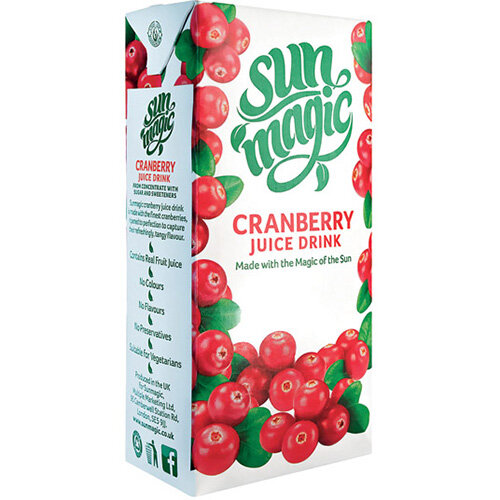 Sunmagic Premium Cranberry Juice Drink 1 Litre Pack of 12 A08111