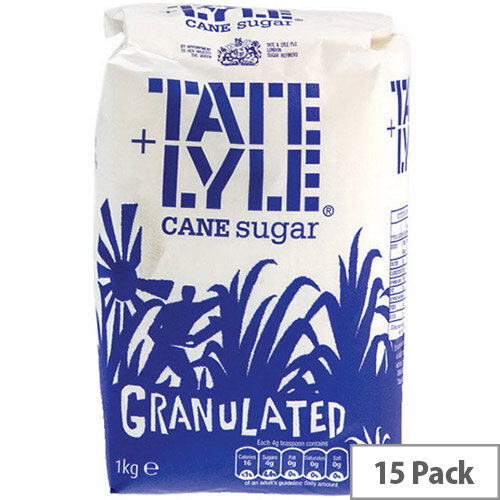 Tate and Lyle Granulated White Sugar 1 kg (Pack of 15) A06636 Tate and Lyle Granulated White Sugar 1 kg (Pack of 15) A06636