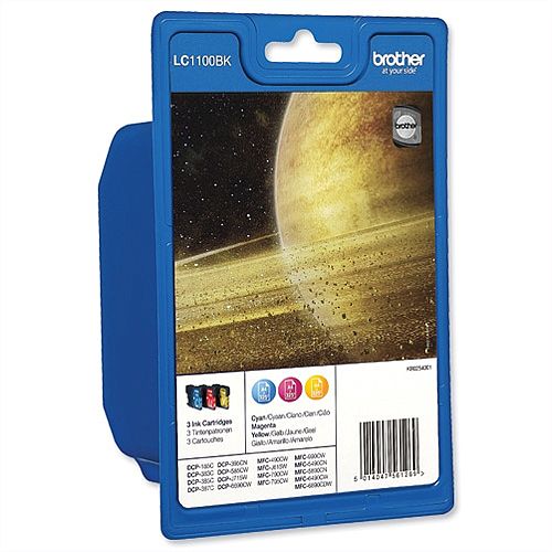 Brother LC-1100 Cyan/Magenta/Yellow Inkjet Cartridge Tri-Pack LC1100RBWBP Brother LC-1100 Cyan/Magenta/Yellow Inkjet Cartridge Tri-Pack LC1100RBWBP