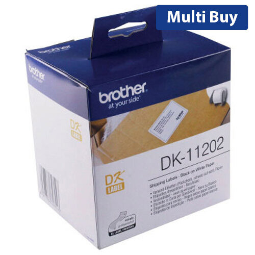Brother DK11202 Shipping Labels, 62 x 100mm, White (Roll of 300) - Premium Address Labels for Shipping & Mailing