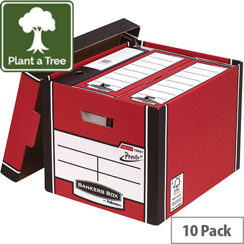 Fellowes Bankers Box Premium 726 Tall Archive Storage Box Red and White Pack of 10