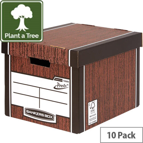 Fellowes Bankers Box Premium 726 Tall Archive Storage Box Woodgrain Pack of 12 for the Price of 10 Fellowes Bankers Box Premium 726 Tall Archive Storage Box Woodgrain Pack of 12 for the Price of 10