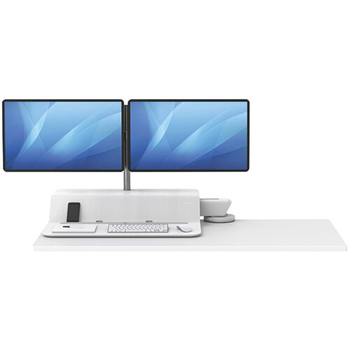 Fellowes Lotus Sit Stand Work Station Single Screen White 8081601 Fellowes Lotus Sit Stand Work Station Single Screen White 8081601