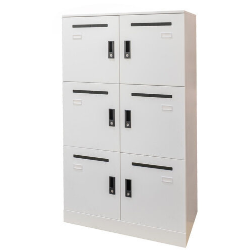 6 Door Office Locker with Mail Slots Grey H1375xW800xD486mm 5 Year Warranty