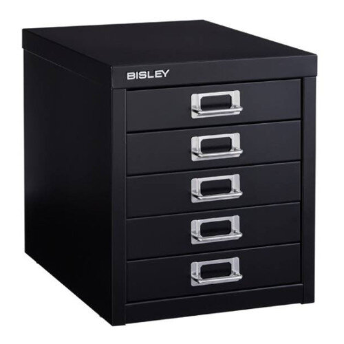 Bisley Multi-Drawer Cabinet 12 inches 5 Drawer Non-Locking Black 12/5