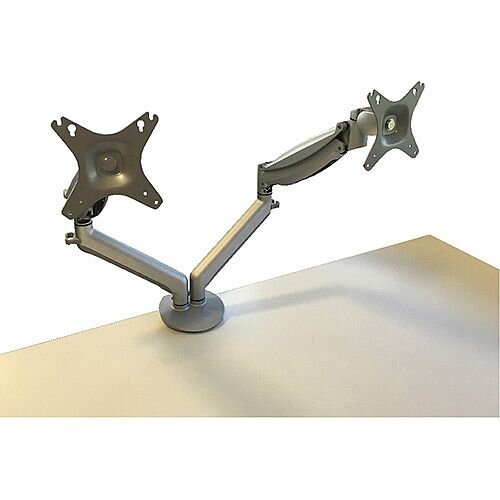 Contour Ergonomics Double Monitor Arm Silver 18" VESA Mount Compatible Contour Ergonomics Double Monitor Arm Silver 18" VESA Mount Compatible