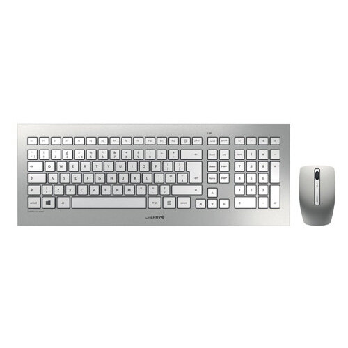 CHERRY DW 8000 Ultra Flat Wireless Keyboard/Mouse Set - 2.4GHz RF - Silver JD-0310GB