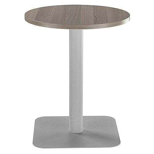 ONE Circular Cafe &Bistro Table Dark Walnut With Silver Square Base W600xD600xH725mm ONE Circular Cafe &Bistro Table Dark Walnut With Silver Square Base W600xD600xH725mm