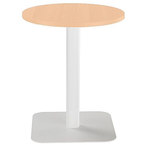 ONE Circular Cafe &Bistro Table Beech With White Square Base W600xD600xH725mm ONE Circular Cafe &Bistro Table Beech With White Square Base W600xD600xH725mm