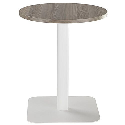 ONE Circular Cafe &Bistro Table Dark Walnut With White Square Base W600xD600xH725mm ONE Circular Cafe &Bistro Table Dark Walnut With White Square Base W600xD600xH725mm