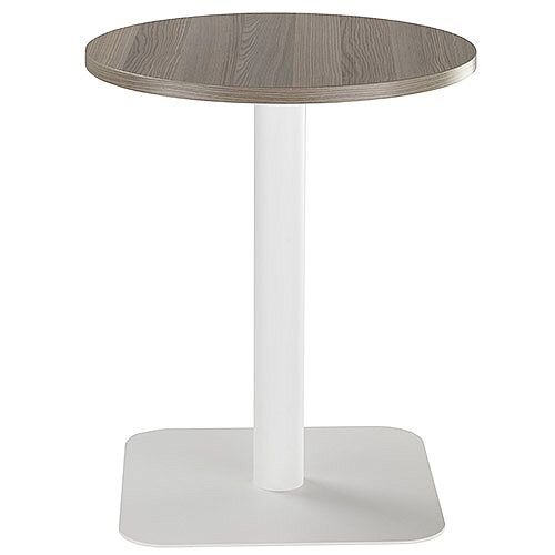 ONE Circular Cafe & Bistro Table Dark Walnut With White Square Base W600xD600xH725mm