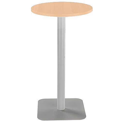 ONE Circular High Cafe &Bistro Table Beech With Silver Square Base W600xD600xH1105mm ONE Circular High Cafe &Bistro Table Beech With Silver Square Base W600xD600xH1105mm