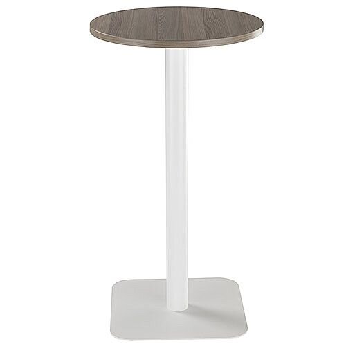 ONE Circular High Cafe &Bistro Table Dark Walnut With White Square Base W600xD600xH1105mm ONE Circular High Cafe &Bistro Table Dark Walnut With White Square Base W600xD600xH1105mm