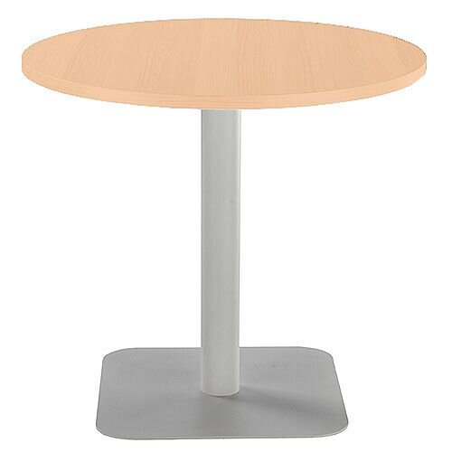 ONE Circular Cafe &Bistro Table Beech With Silver Square Base W800xD800xH725mm ONE Circular Cafe &Bistro Table Beech With Silver Square Base W800xD800xH725mm
