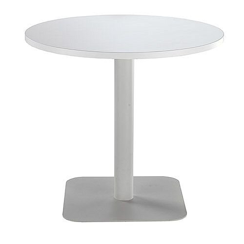 ONE Circular Cafe & Bistro Table White With Silver Square Base W800xD800xH725mm