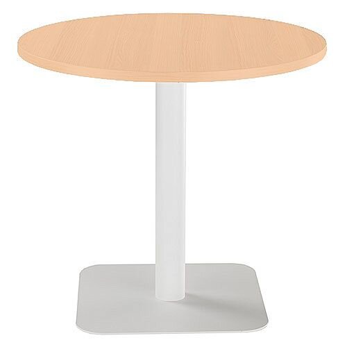 ONE Circular Cafe &Bistro Table Beech With White Square Base W800xD800xH725mm ONE Circular Cafe &Bistro Table Beech With White Square Base W800xD800xH725mm