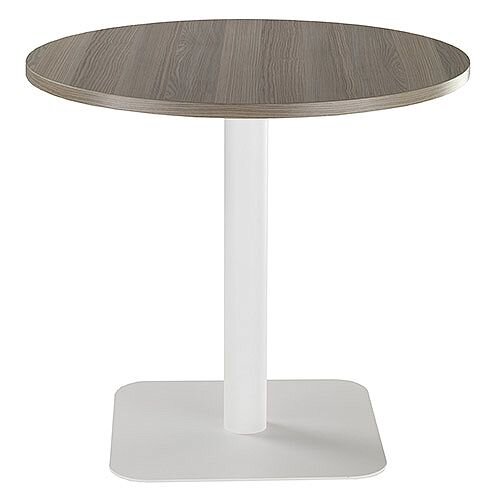 ONE Circular Cafe &Bistro Table Dark Walnut With White Square Base W800xD800xH725mm ONE Circular Cafe &Bistro Table Dark Walnut With White Square Base W800xD800xH725mm