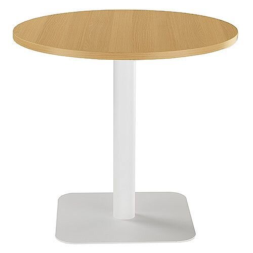 ONE Circular Cafe &Bistro Table Oak With White Square Base W800xD800xH725mm ONE Circular Cafe &Bistro Table Oak With White Square Base W800xD800xH725mm