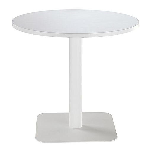 ONE Circular Cafe &Bistro Table White With White Square Base W800xD800xH725mm ONE Circular Cafe &Bistro Table White With White Square Base W800xD800xH725mm
