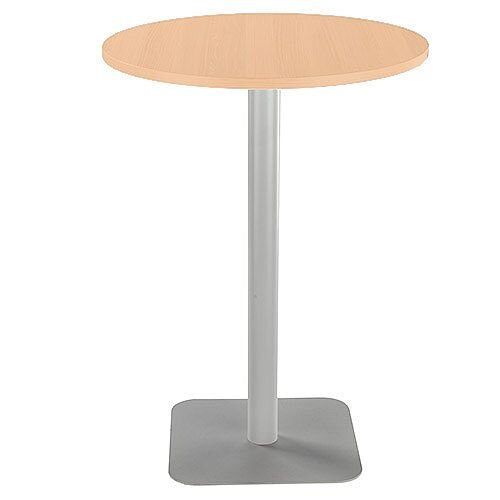 ONE Circular High Cafe &Bistro Table Beech With Silver Square Base W800xD800xH1105mm ONE Circular High Cafe &Bistro Table Beech With Silver Square Base W800xD800xH1105mm