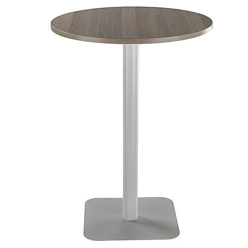 ONE Circular High Cafe &Bistro Table Dark Walnut With Silver Square Base W800xD800xH1105mm ONE Circular High Cafe &Bistro Table Dark Walnut With Silver Square Base W800xD800xH1105mm