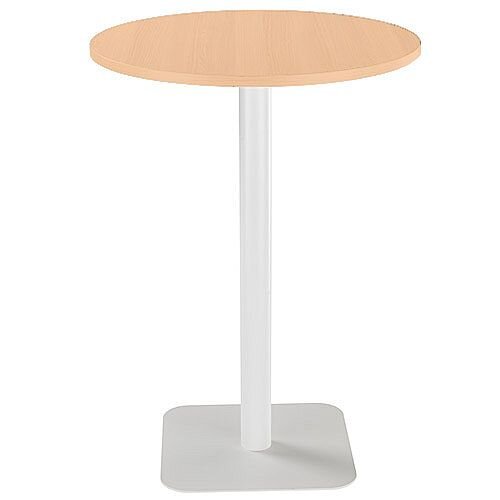 ONE Circular High Cafe &Bistro Table Beech With White Square Base W800xD800xH1105mm ONE Circular High Cafe &Bistro Table Beech With White Square Base W800xD800xH1105mm